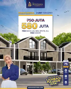 Promo Spesial Rumah Dua Lantai Harga 580 Juta Nett Free Kanopi