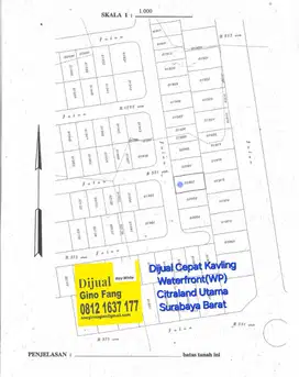 Dijual Kavling Waterfront Citraland Utama Surabaya Barat