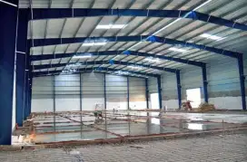 Konstruksi baja WF untuk lapangan badminton dan untuk gudang
