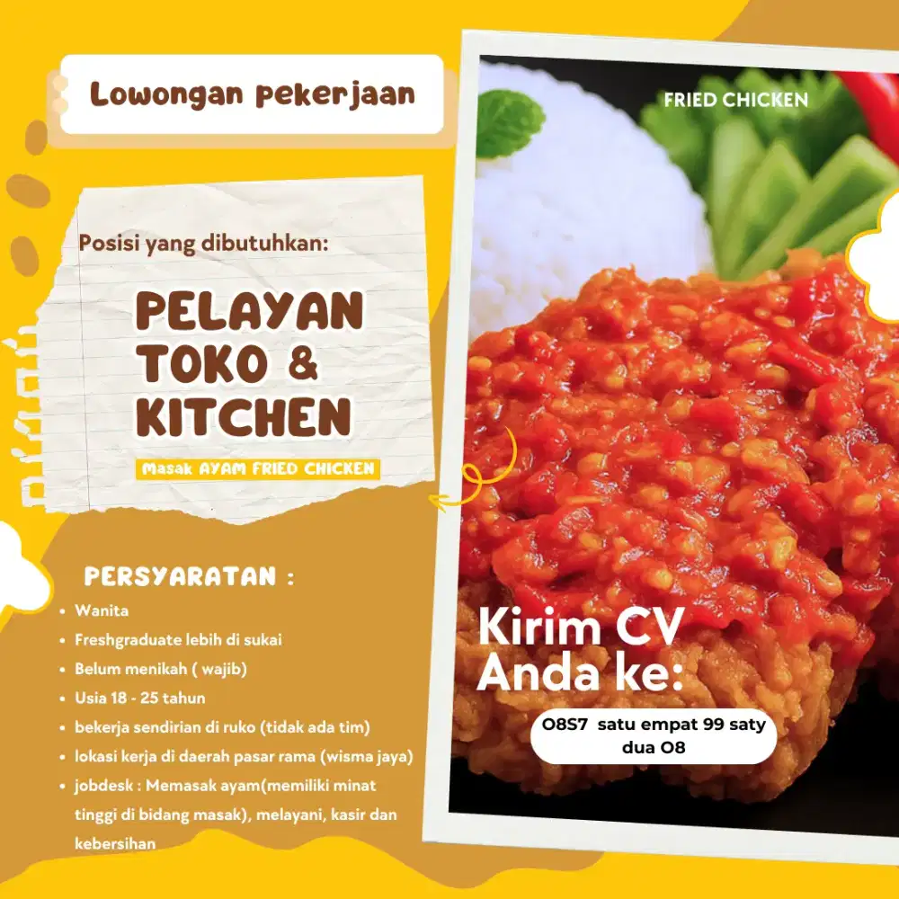 Lowongan Pelayan Toko dan Kitchen