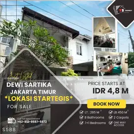 DEWI SARTIKA JAKARTA TIMUR RUMAH LUAS 2 LT LOKASI SUPER STRATEGIS S588
