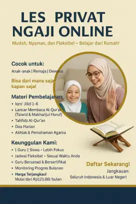 LES NGAJI PRIVAT ONLINE , TERJANGKAU , NYAMAN , FLEKSIBEL