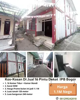Kos-Kosan Dijual Cepat 16 Pintu Masuk Mobil Dan Legalitas SHM