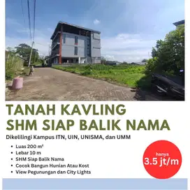 Dijual Tanah Bebas Banjir Joyoagung Kota Malang  8 menit UB