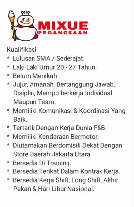 Crew Team Barista Mixue