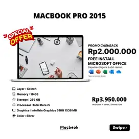 Macbook Pro 2015 Retina Display RAM 16 Gb SSd 256 Gb