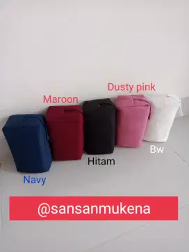 Mukena travel polosan kain mikro