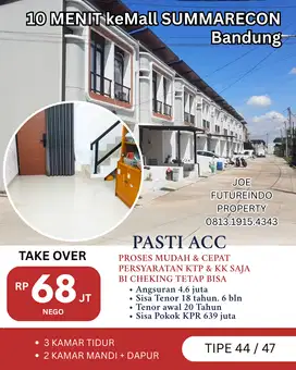 Rumah Cantik Bandung  3Kamar 10mnt ke Mall Summarecon Take Over Kredit