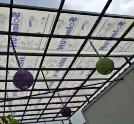 Kanopi atap solarplat bening rangka besi holloh galpanis