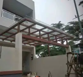 Kanopi atap solarplat rangka besi holloh