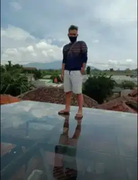 Kanopi atap kaca besi hollo galvanis