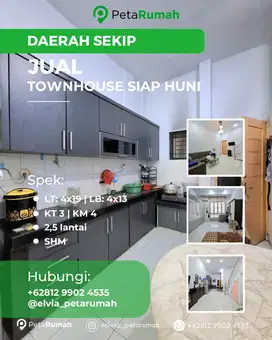 Townhouse Dijual Siap Huni Jl Johar Daerah Sekip