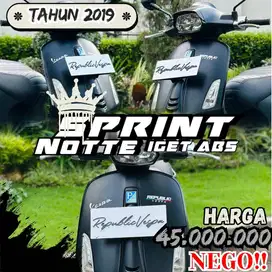 Vespa SPRINT NOTTE 150 IGET ABS LED TAHUN 2019 WARNA HITAM DOFF