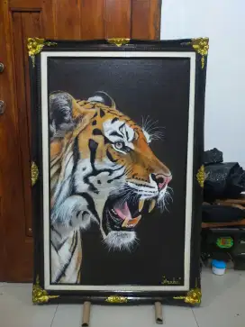 Lukisan kanvas kepala harimau