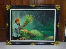 Lukisan kanvas Ibu Pemanen yang perkasa dan luar biasa