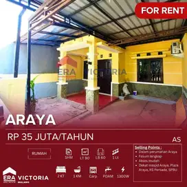Rumah DISEWAKAN di perum Araya, fasum perumahan lengkap, akses mudah,
