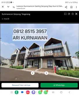 CLUSTER LEONORA summarecon serpong 3LANTAI 2MAN siap huni! Free ppn