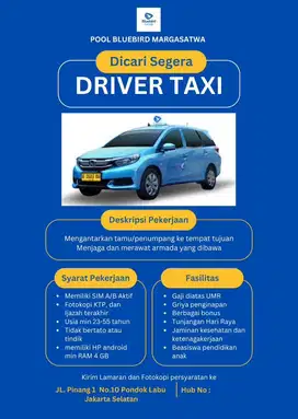 Lowongan pekerjaan driver taksi bluebird