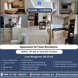 Dijual atau Disewa Apartemen M-Town Residence Tower Carmel