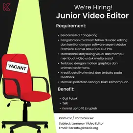 DIBUTUHKAN SEGERA VIDEO EDITOR