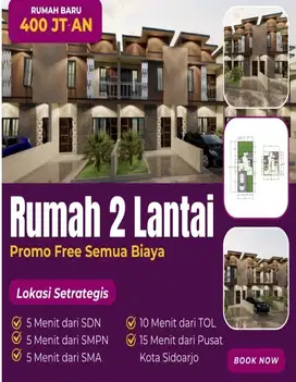 RUMAH 2 LANTAI MURAH DAN CEPAT HUNI DEKAT TOL JUMPUTREJO