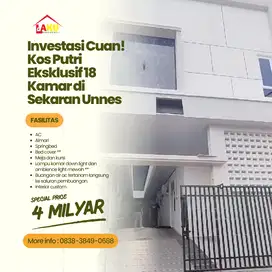 Investasi Cuan! Kos Putri Eksklusif 18 Kamar diSekaran Unnes SHM Ready