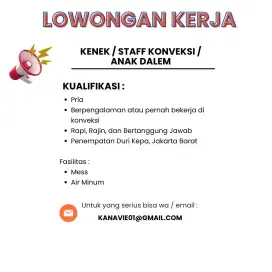 Loker Lowongan Kerja Kenek / Staff Konveksi / Anak Dalem Jakarta