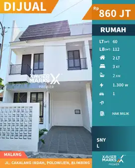Termurah Dijual Rumah Modern di Cakalang Indah Blimbing Kota Malang