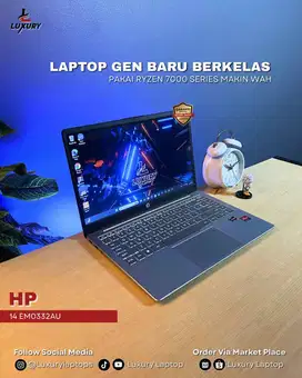 LAPTOP HP 14 EM0332AU SLIM 7K RYZEN 3 SSD RAM GARANSI RESMI SECOND