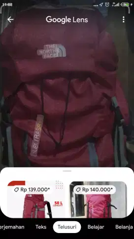 Tas carrier merek THE NORTH FACE UK 45+5liter
