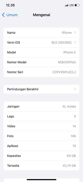 Iphone X 64 gb eks ibox