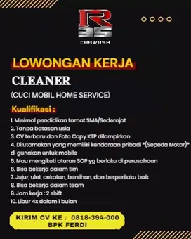 Dicari pegawai cuci mobil home service