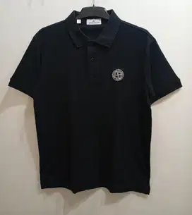 STONE ISLAND BLACK POLO SHIRT