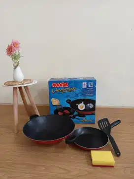 Wajan + Telfon Maxim Valentino, Gratis Spatula & Sponge Murah