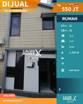 DIJUAL MHOUSE FULL PERABOT SIAP HUNI DEKAT BINUS, ARAYA MALANG