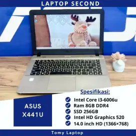 LAPTOP MURAH ASUS X441U CORE I3-6006U RAM 8GB SSD 256GB LAYAR 14.0 INC