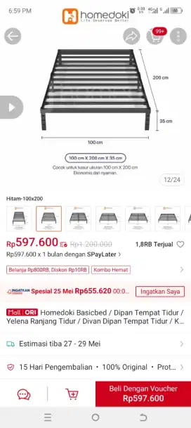 Dipan merek homedoki 100x200
