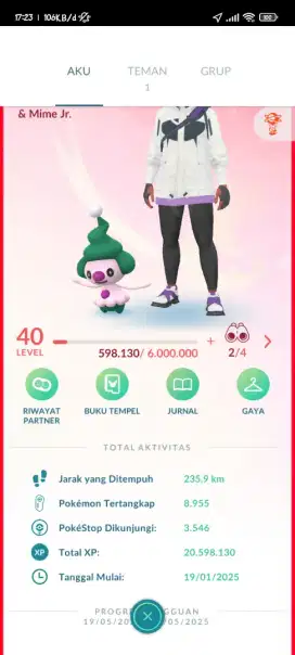 Akun Pokemon Go lv 40 mimeJR