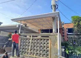 Kanopi atap alderon rangka besi