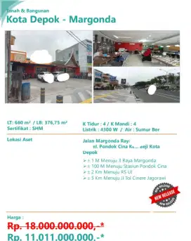 Dijual Rumah Untuk Usaha Margonda Raya Depok
