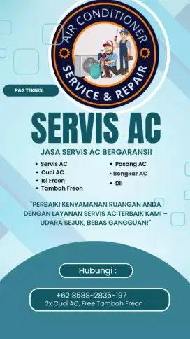 Jasa Cuci AC 1/2pk - 2pk pelayanan terbaik