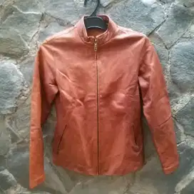 Preloved jaket kulit asli - brown genuine leather jacket