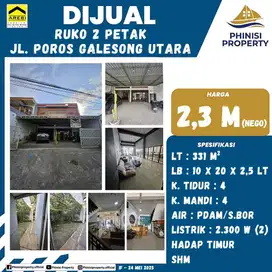 DIJUAL RUKO 2 PETAK JALAN POROS GALESONG UTARA
