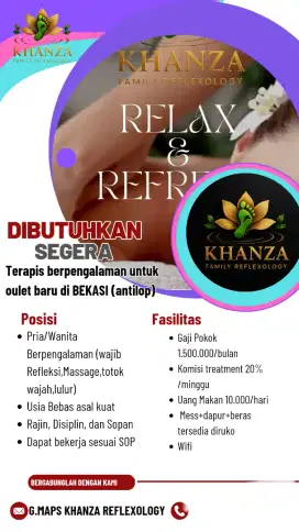 Lowongan terapis pria&wanita