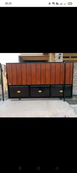 Pintu dorong plat bending+ Wood plank