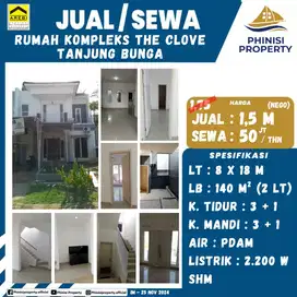 DIJUAL RUMAH SUDAH RENOV KOMPLEKS CLOVE TANJUNG BUNGA