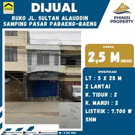 DIJUAL RUKO 2 LANTAI JALAN SULTAN ALAUDDIN