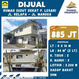 DIJUAL RUMAH SUDUT DEKAT PANTAI LOSARI JALAN KELAPA - MANGGA