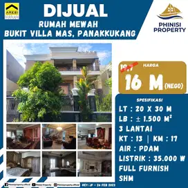 DIJUAL RUMAH MEWAH KOMPLEKS BUKIT VILLA MAS PANAKKUKANG FULL FURNISH