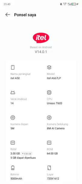 ITEL A50 3+5/64